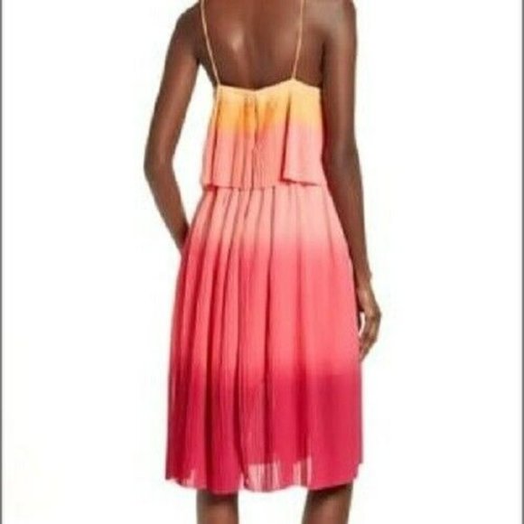 Leith Ombre Coral Pleated Sundress - Picture 2 of 2
